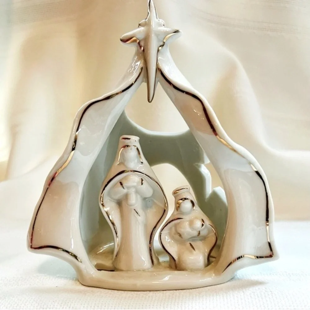Nativity Tea Candle‎ Votive Holder EUC